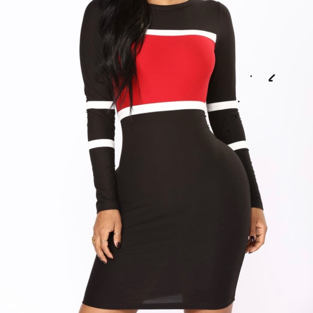 FN: Long sleeve Striped Midi Dress